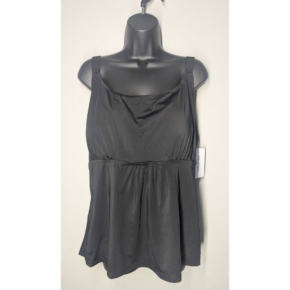 NWT FULLFITALL Women’s Plus Size Black Tankini Top Size 22